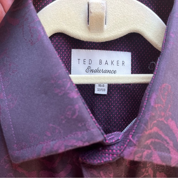 Ted Baker Black & Purple Rose Pattern Shirt 15.5 - Picture 2 of 10